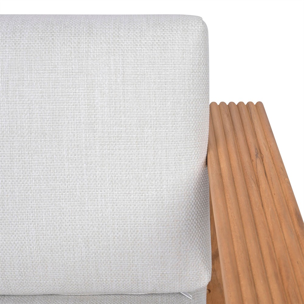 Lucian Coastal Beach Natural Reeded Teak Outdoor Patio Arm Chair|