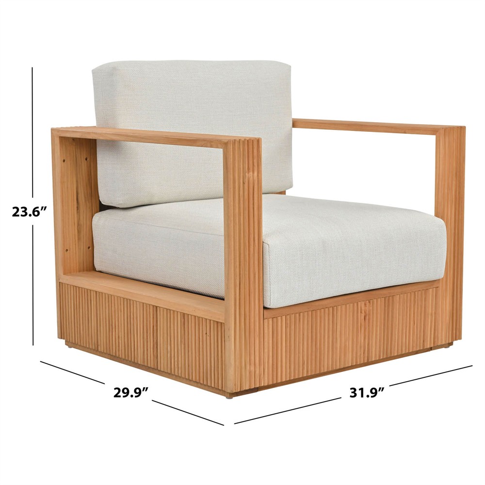 Lucian Coastal Beach Natural Reeded Teak Outdoor Patio Arm Chair|