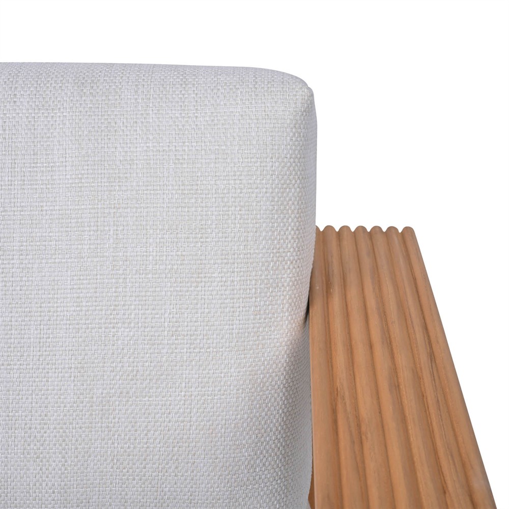 Lucian Coastal Beach Natural Reeded Teak Outdoor Patio Sofa - 80"|