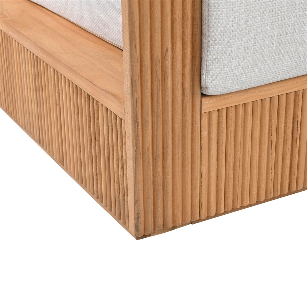 Lucian Coastal Beach Natural Reeded Teak Outdoor Patio Sofa - 80"|
