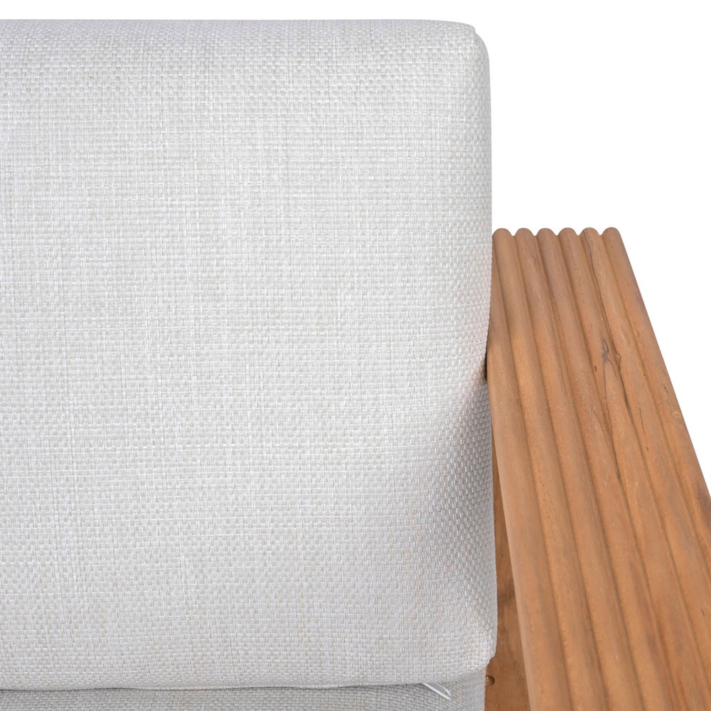 Lucian Coastal Beach Natural Reeded Teak Outdoor Swivel Arm Chair|