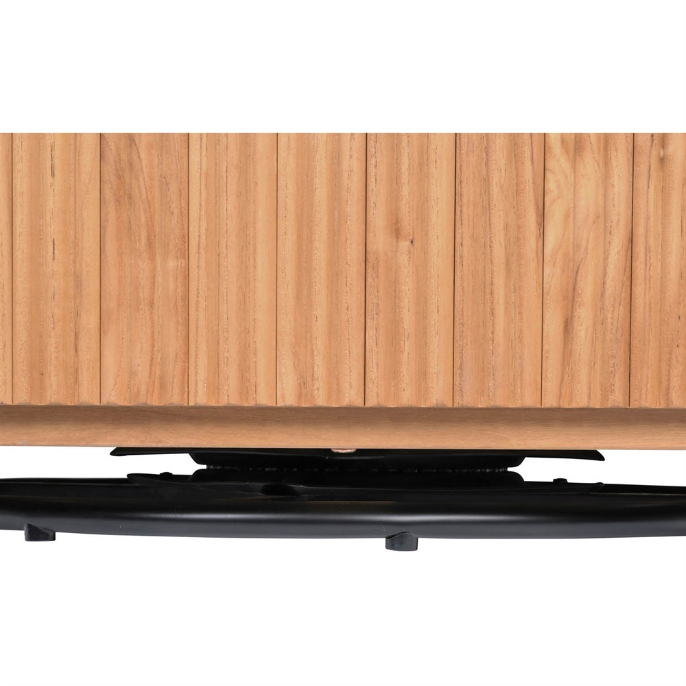 Lucian Coastal Beach Natural Reeded Teak Outdoor Swivel Arm Chair|