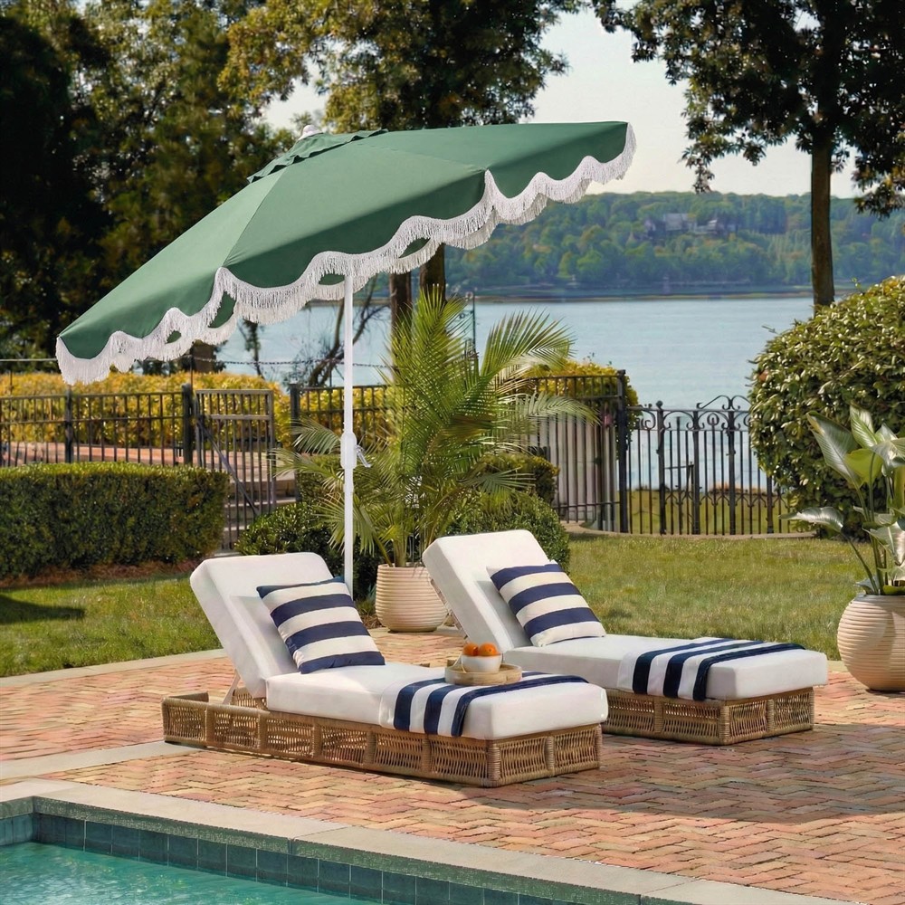 atleisure patio umbrella Seasons Sentry 10' Square 2-Tier Solar LED Aluminum Cantilever Umbrella  With Base