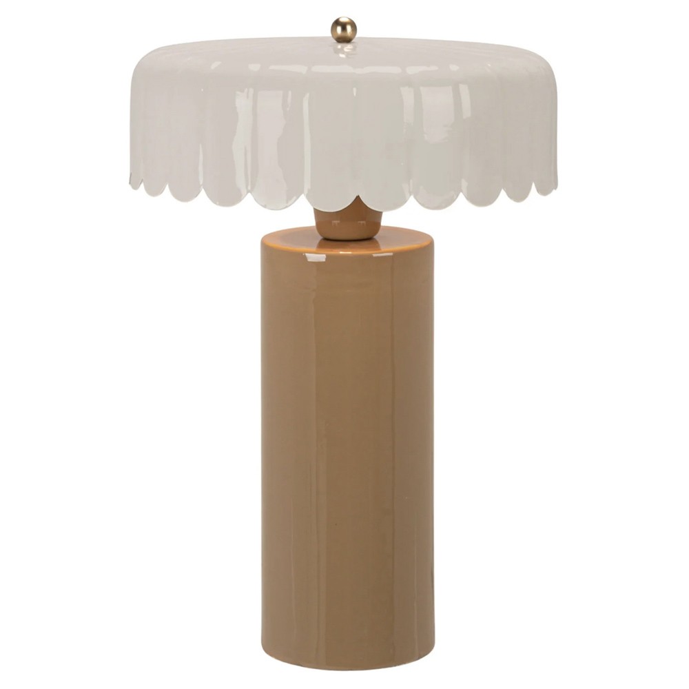 Collins Traditional Scalloped Shade Glossy Taupe Table Lamp|