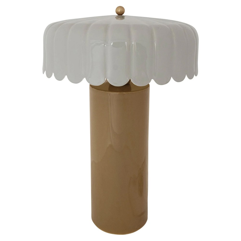 Collins Traditional Scalloped Shade Glossy Taupe Table Lamp|
