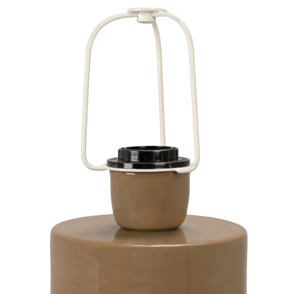 Collins Traditional Scalloped Shade Glossy Taupe Table Lamp|