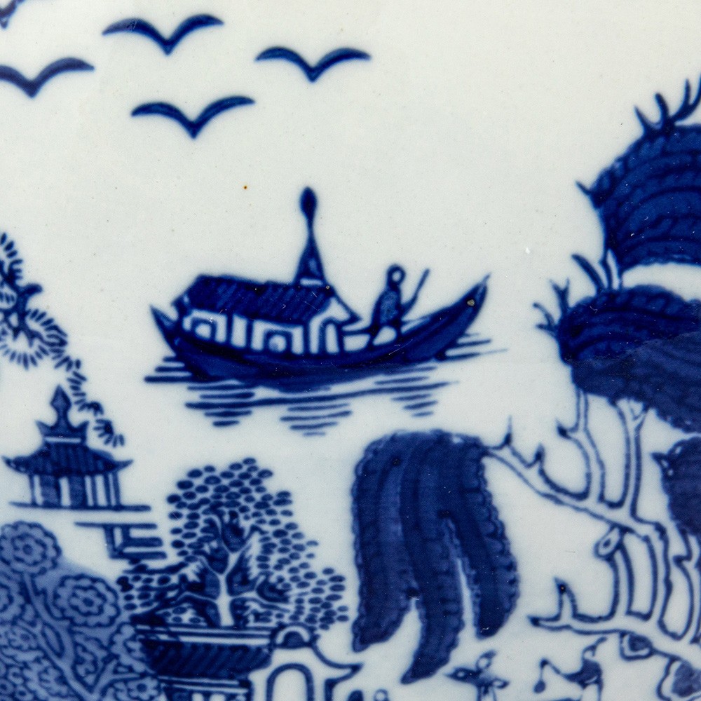 Velora French Country Blue Stoneware Chinoiserie Planter|