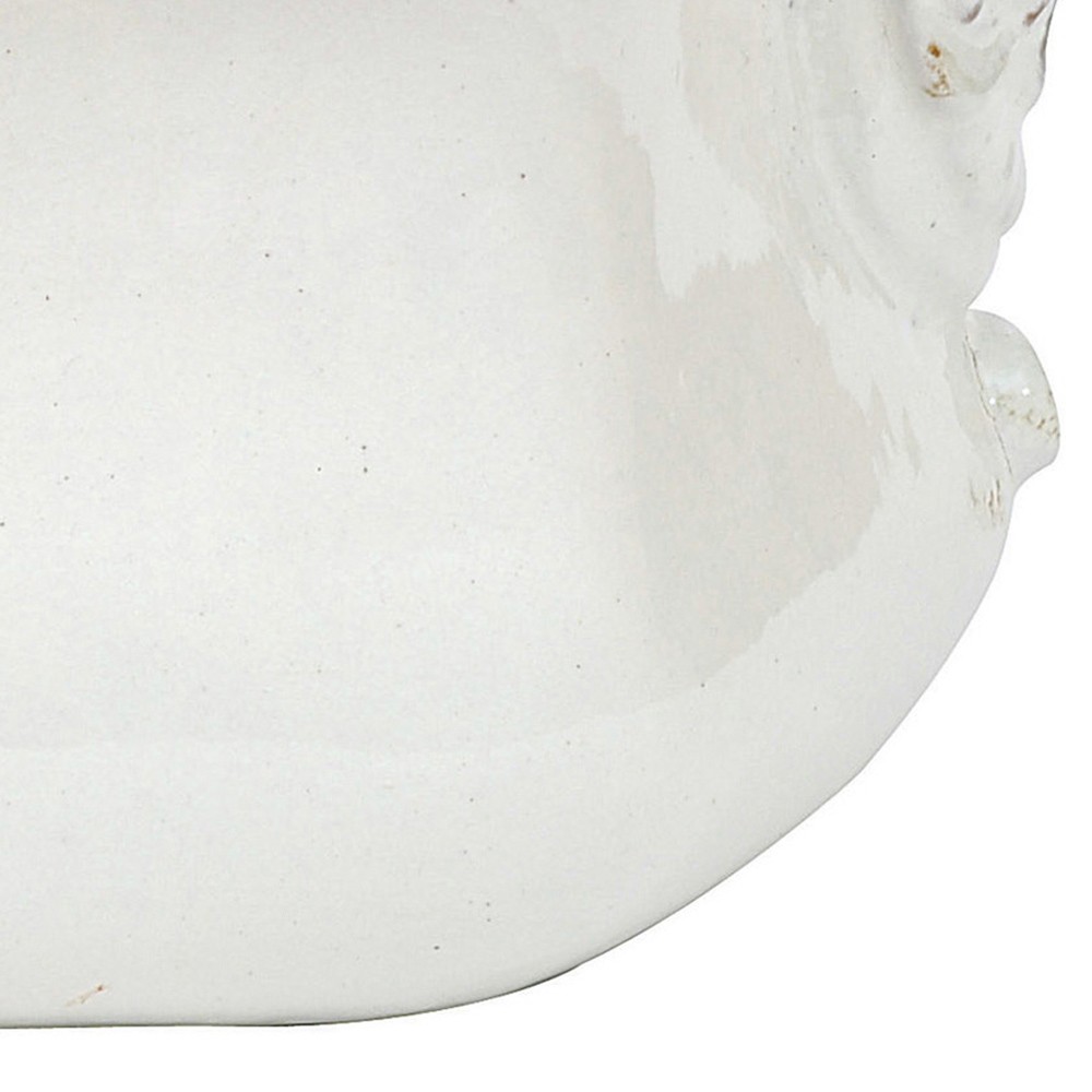 Oren French Country Distressed White Terracotta Cache Pot|