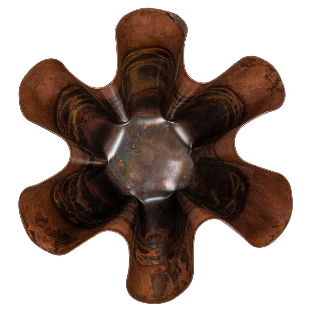 Brynn Updated Traditional Antique Copper Scalloped Table Vase|