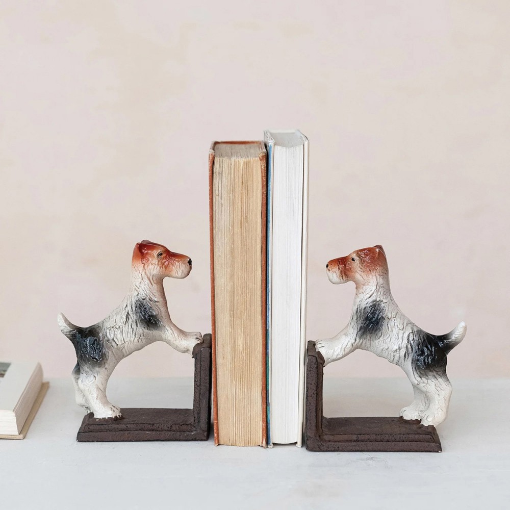 Stanton Updated Traditional White Jack Russell Terrier Bookends|