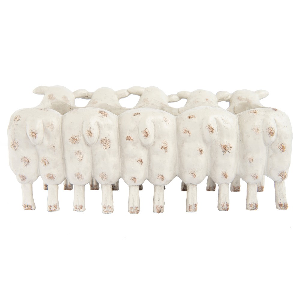 Noemie French Country Distressed White Resin Sheep Planter|