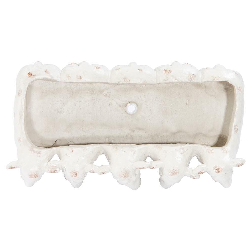 Noemie French Country Distressed White Resin Sheep Planter|