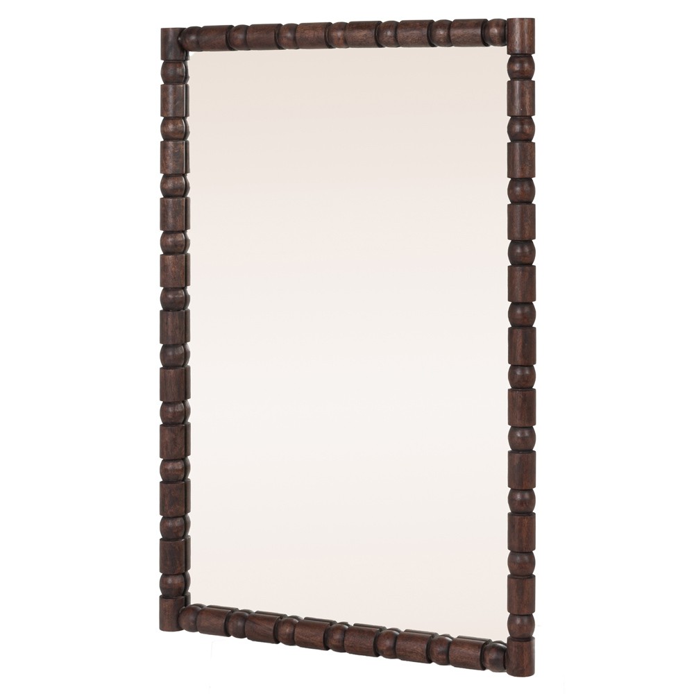 Yvonne Coastal Beach Dark Walnut Wood Rectangular Wall Mirror|