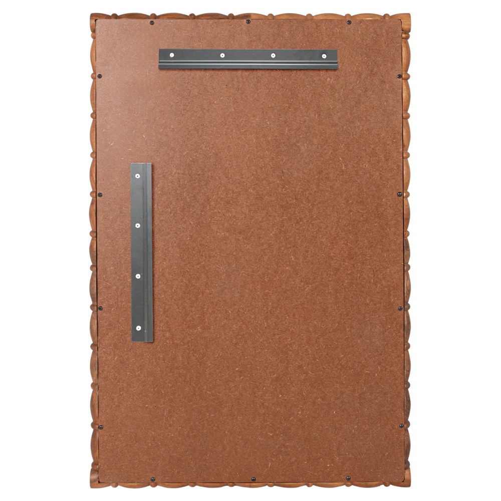 Winona Coastal Walnut Wood Bobbin Frame Rectangular Wall Mirror|