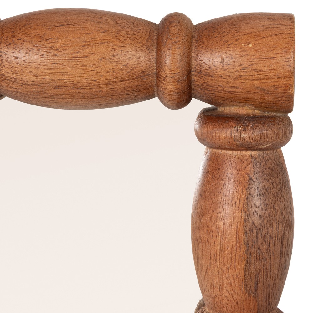 Winona Coastal Walnut Wood Bobbin Frame Rectangular Wall Mirror|