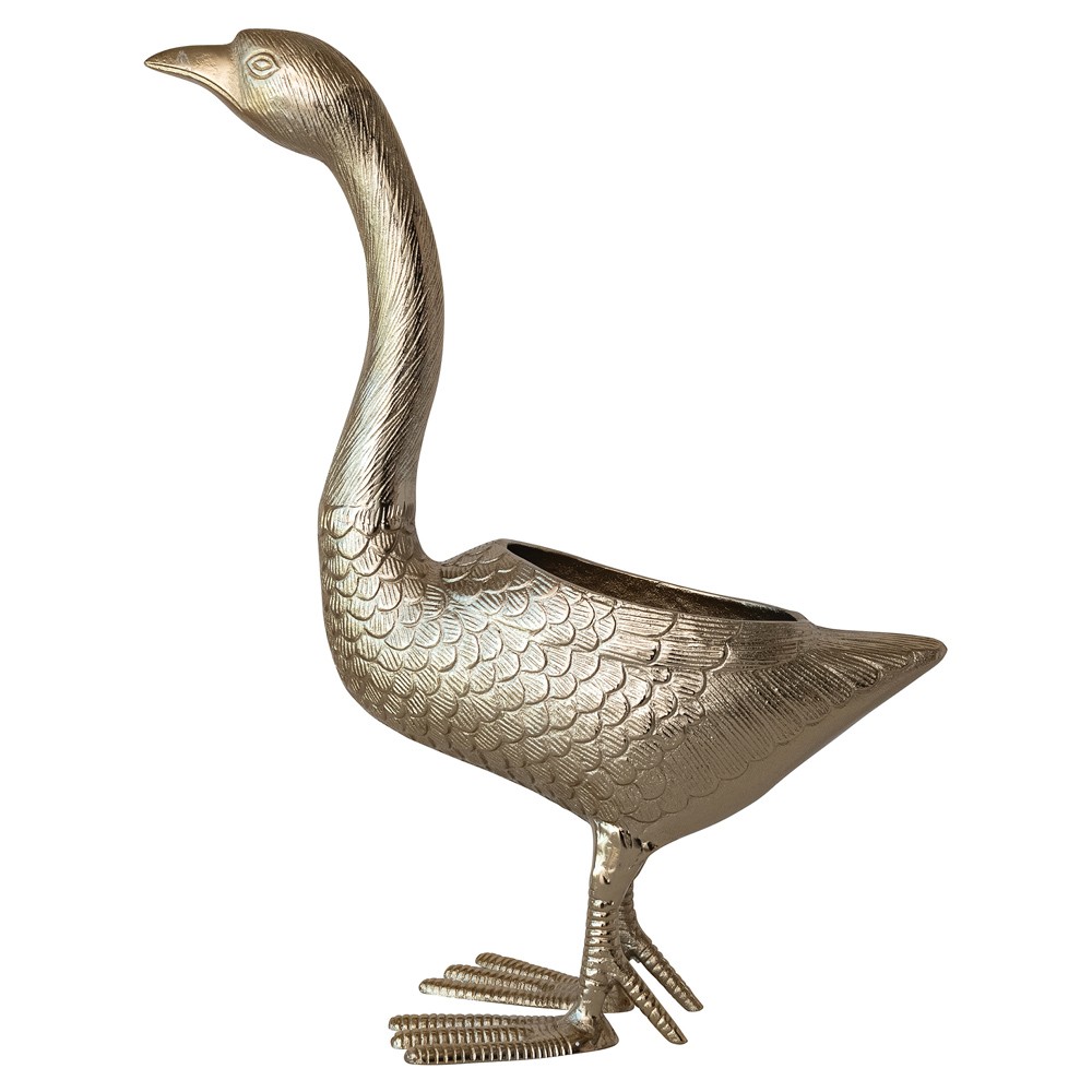 Maren French Country Gold Aluminum Goose Outdoor Planter|