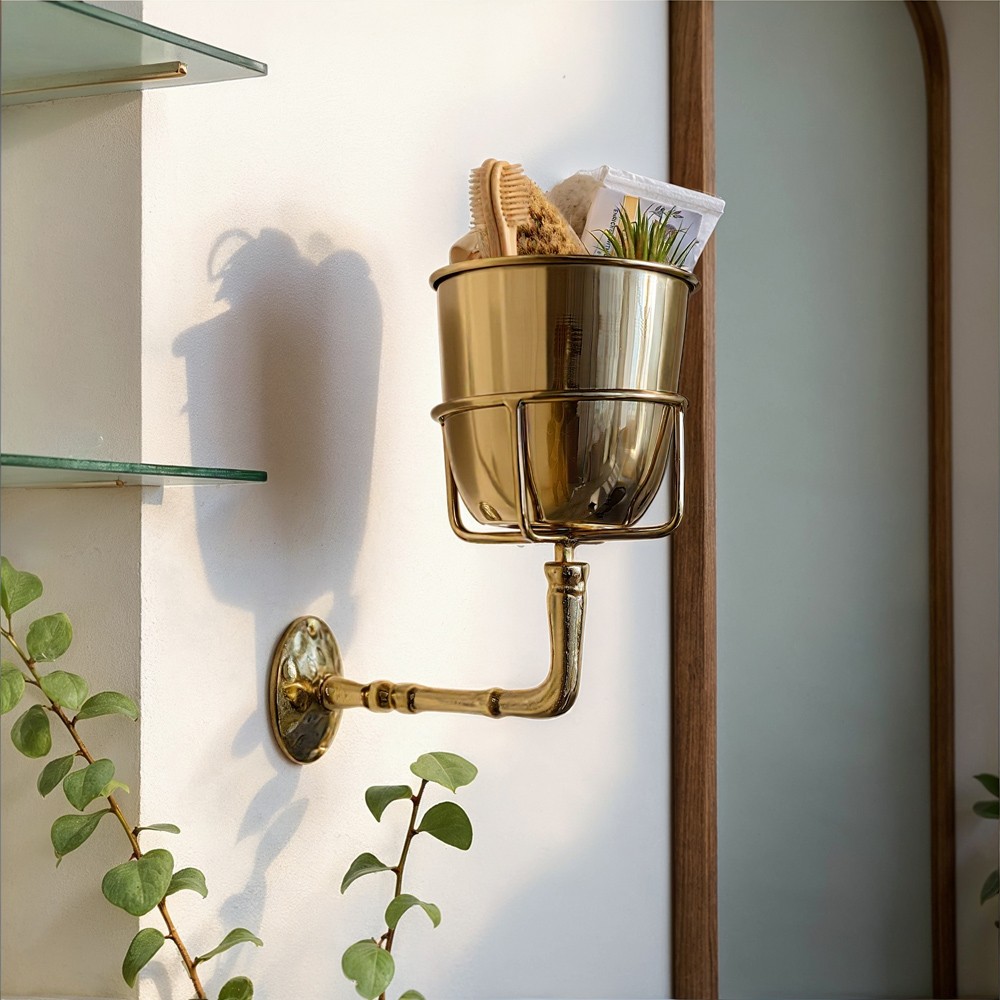 Solene Traditional Gold Wall Mounted Hanging Planter|