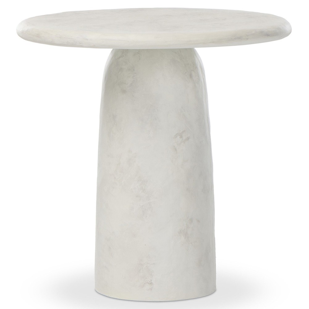 Emilia Modern Classic Off White Concrete Round Pedestal End Table|