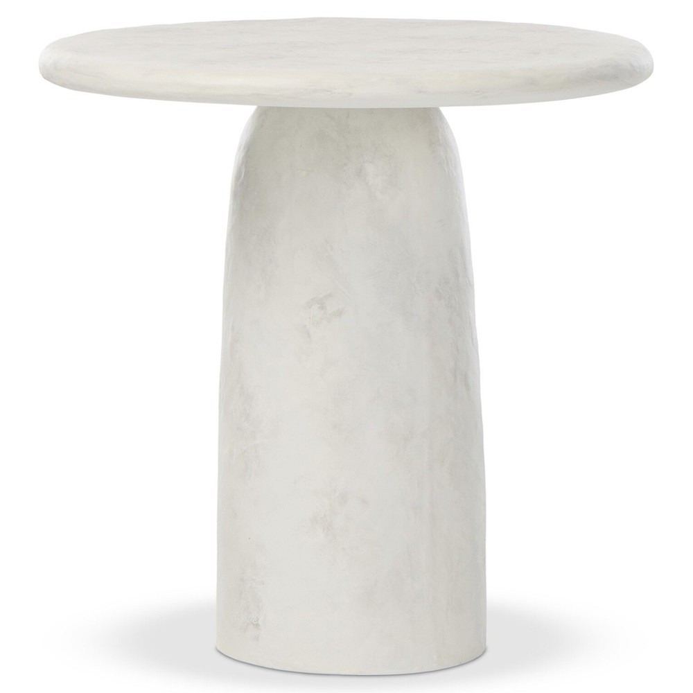 Emilia Modern Classic Off White Concrete Round Pedestal End Table|