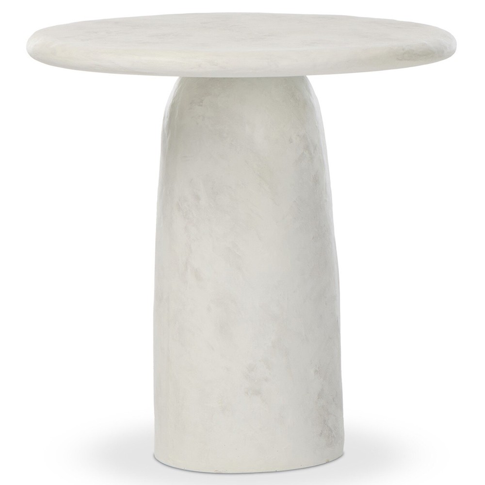 Emilia Modern Classic Off White Concrete Round Pedestal End Table|