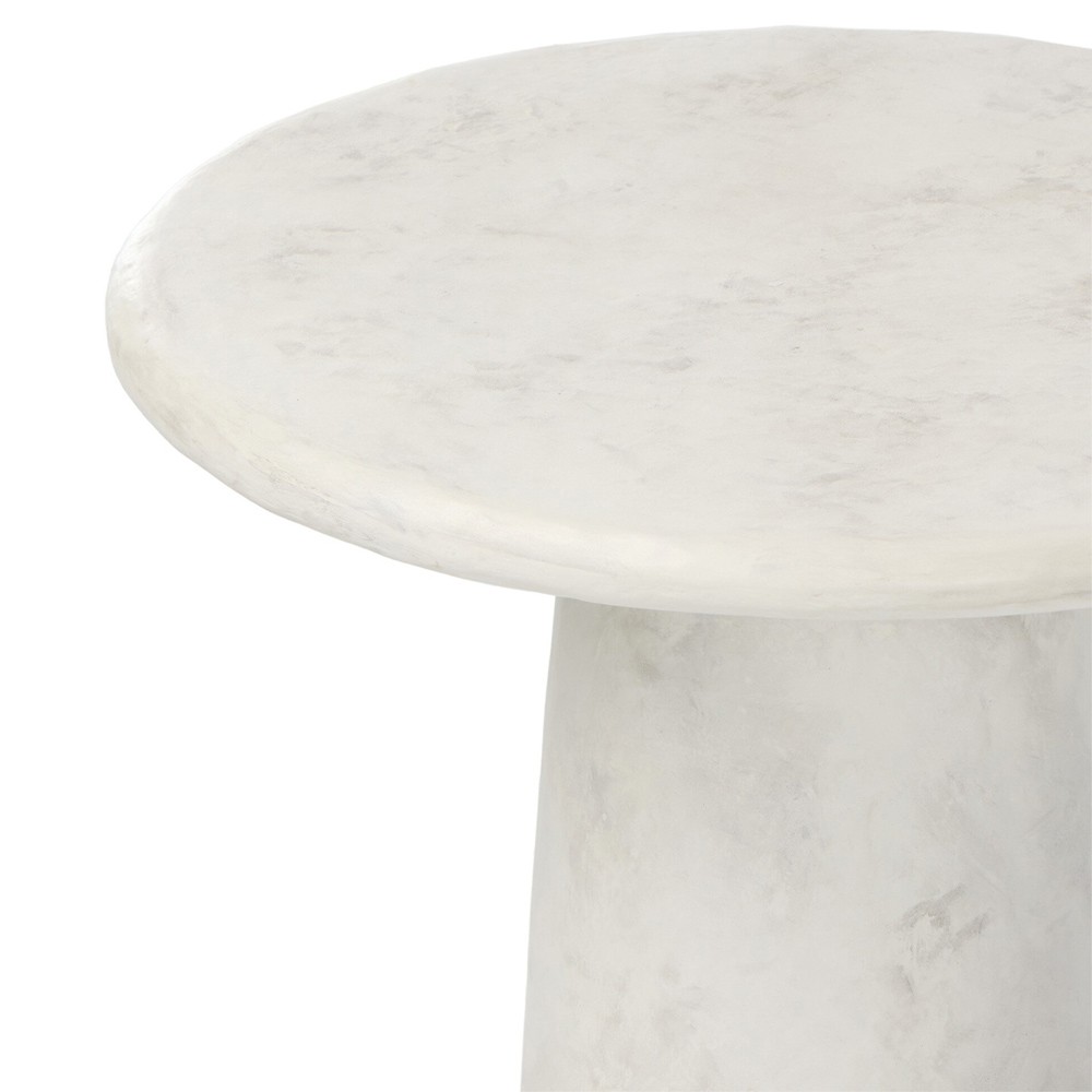 Emilia Modern Classic Off White Concrete Round Pedestal End Table|