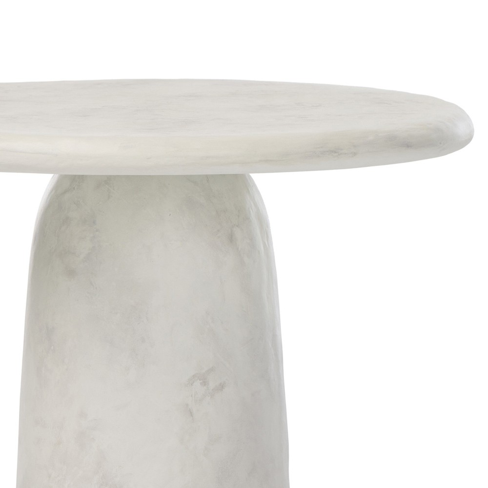 Emilia Modern Classic Off White Concrete Round Pedestal End Table|