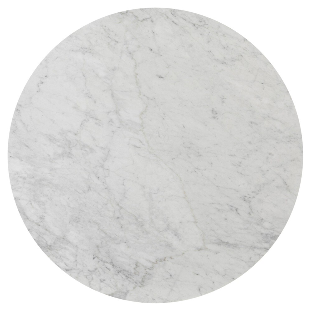 Teddie Rustic Lodge White Marble Black Oak Wood Round End Table|