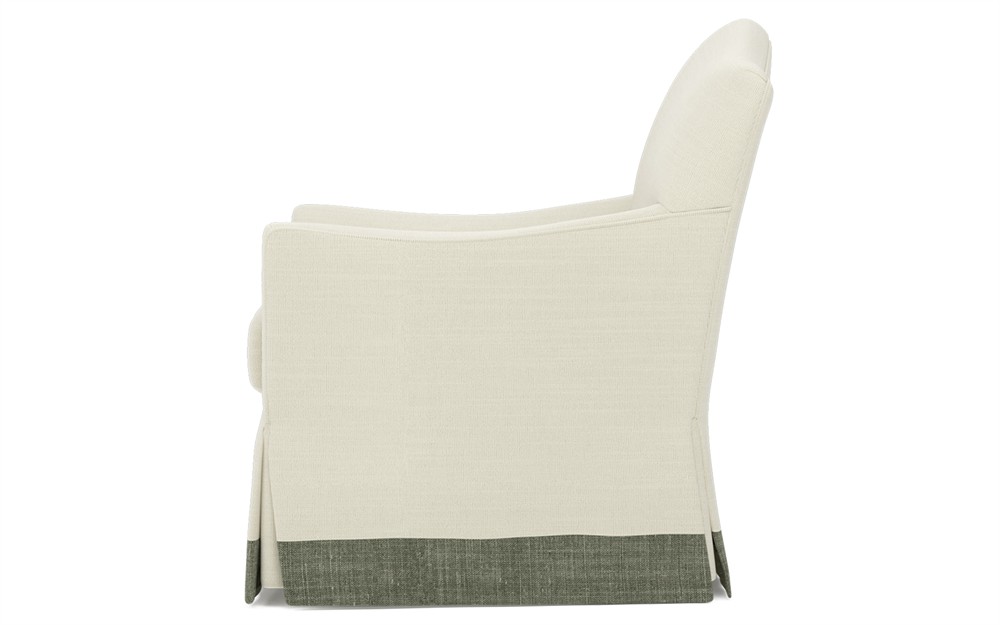 Amoret Cloud Performance Moss Linen Skirted Swivel Chair|