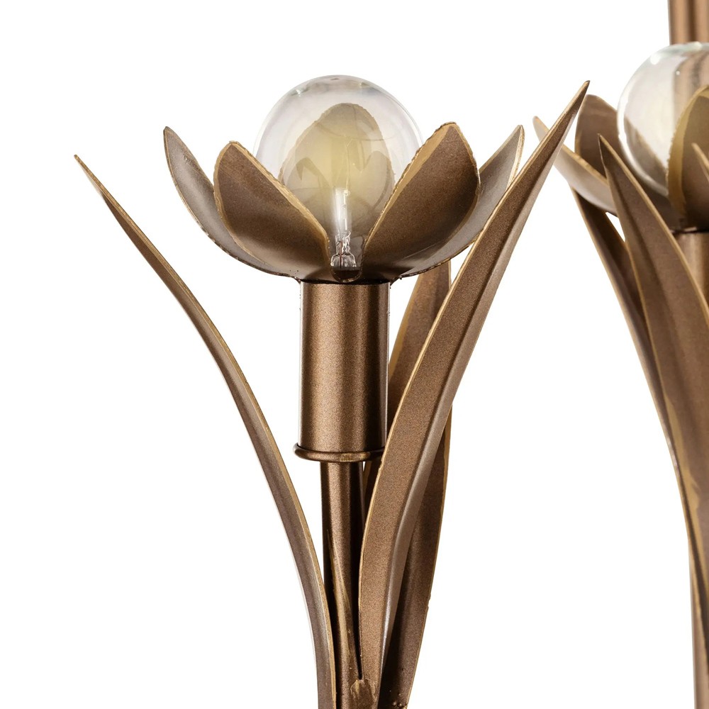 Arden French Country Antique Brass Steel Floral Lantern|