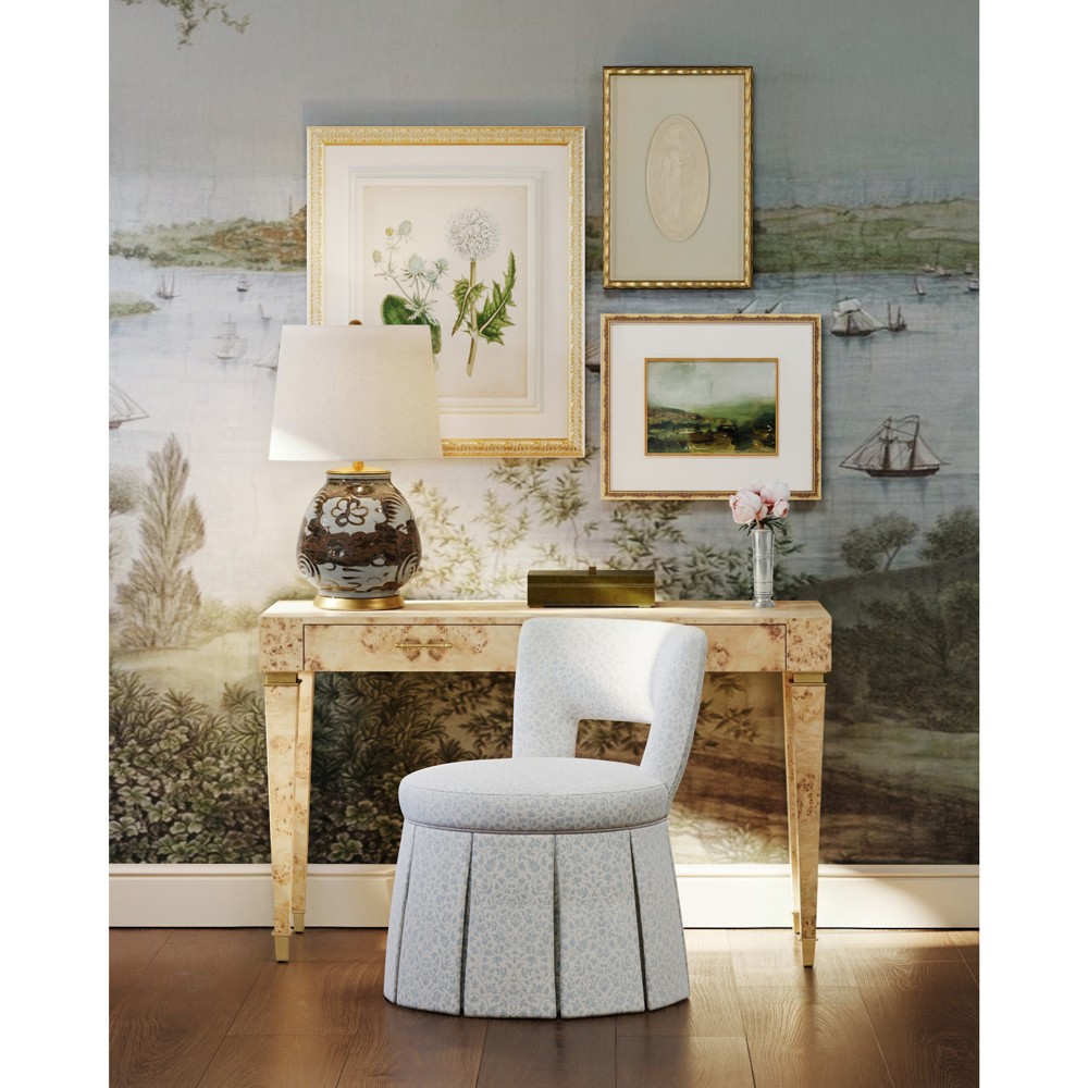 Zinnia Updated Traditional Brown Floral Porcelain Table Lamp|