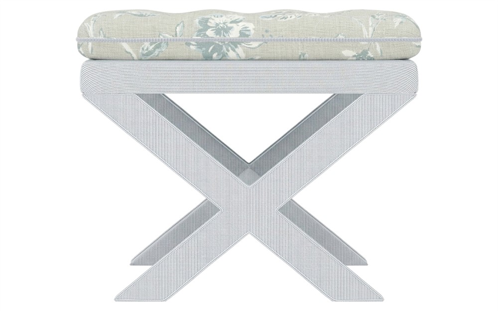 Frederica Garden Mist Sunbrella Botanical Ottoman|