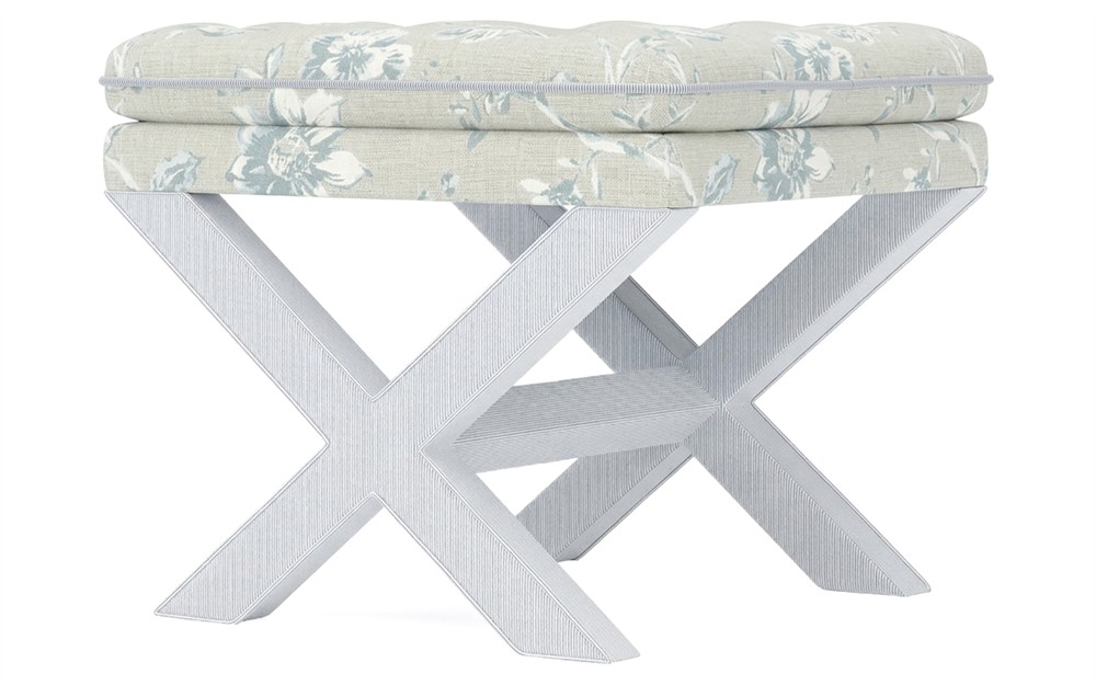 Frederica Garden Mist Sunbrella Botanical Ottoman|