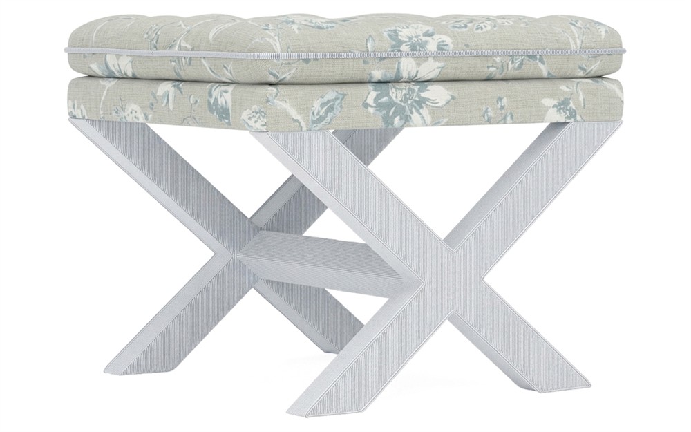 Frederica Garden Mist Sunbrella Botanical Ottoman|