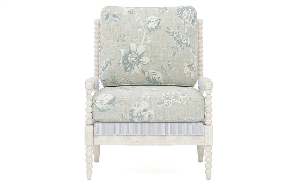 Coralie Garden Mist Sunbrella Botanical Vintage White Chair|