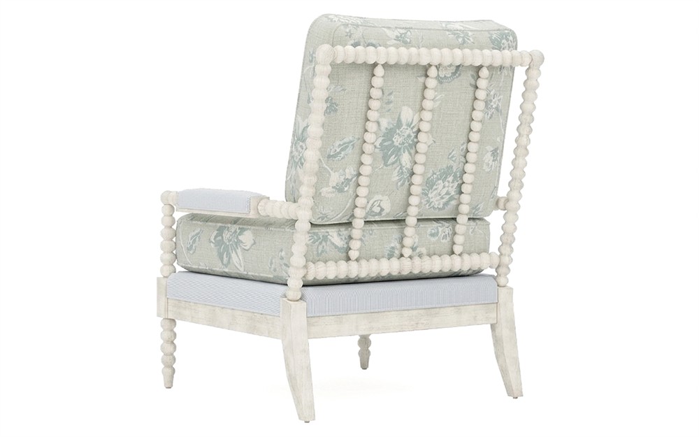 Coralie Garden Mist Sunbrella Botanical Vintage White Chair|