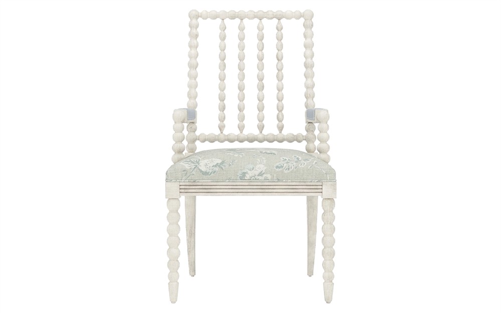 Sabinna Garden Mist Sunbrella Botanical Vintage White Dining Arm Chair|
