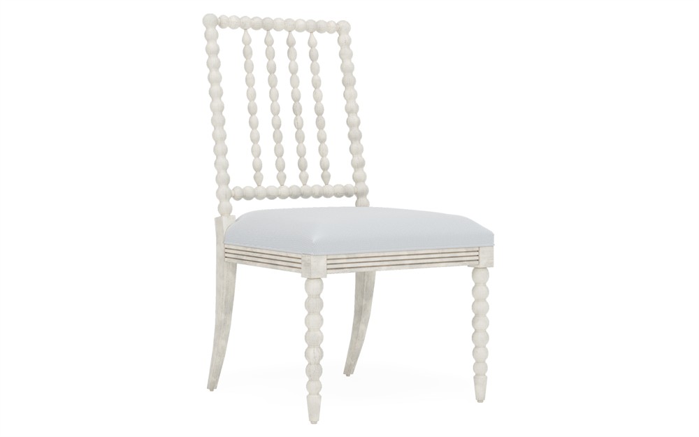 Sabinna Sea Breeze Sunbrella Stripe Vintage White Dining Side Chair|