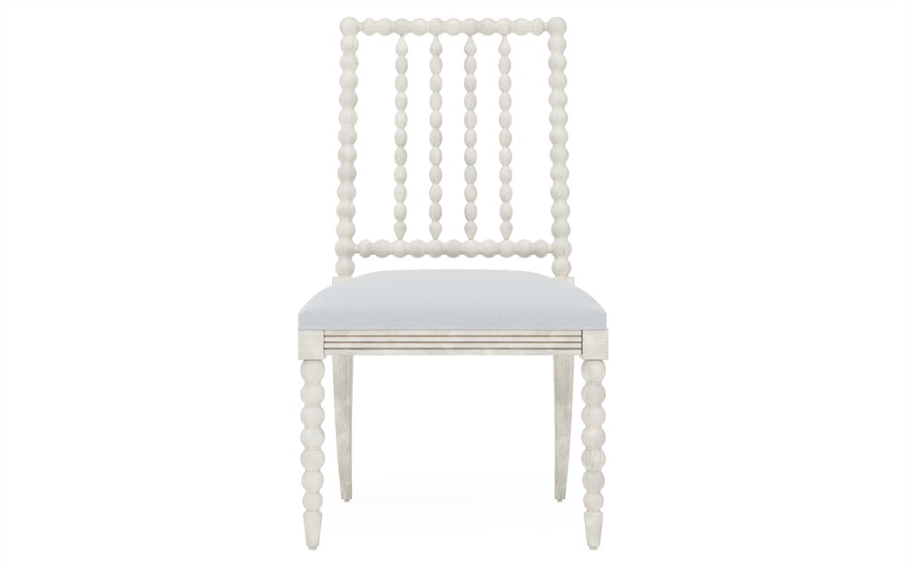 Sabinna Sea Breeze Sunbrella Stripe Vintage White Dining Side Chair|