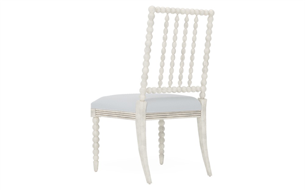 Sabinna Sea Breeze Sunbrella Stripe Vintage White Dining Side Chair|