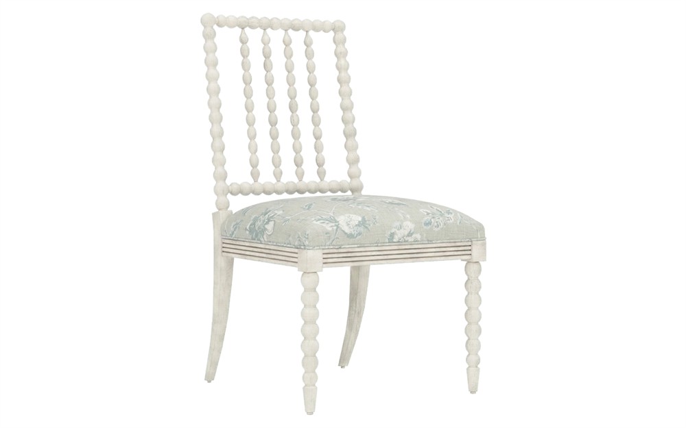 Sabinna Garden Mist Sunbrella Botanical Vintage White Dining Side Chair|
