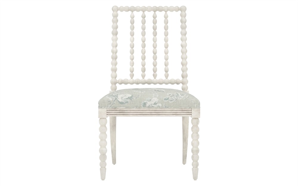 Sabinna Garden Mist Sunbrella Botanical Vintage White Dining Side Chair|