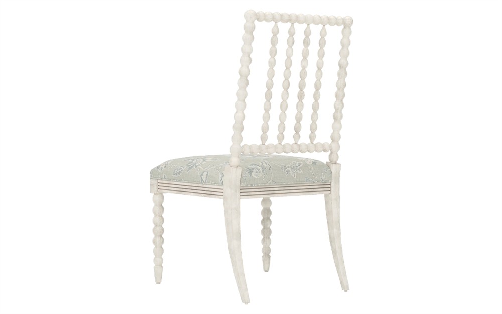 Sabinna Garden Mist Sunbrella Botanical Vintage White Dining Side Chair|