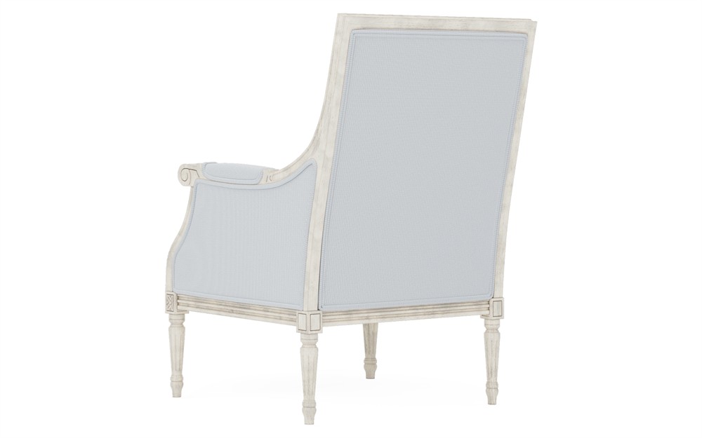 Juliette Sea Breeze Sunbrella Stripe Vintage White Bergere Chair|