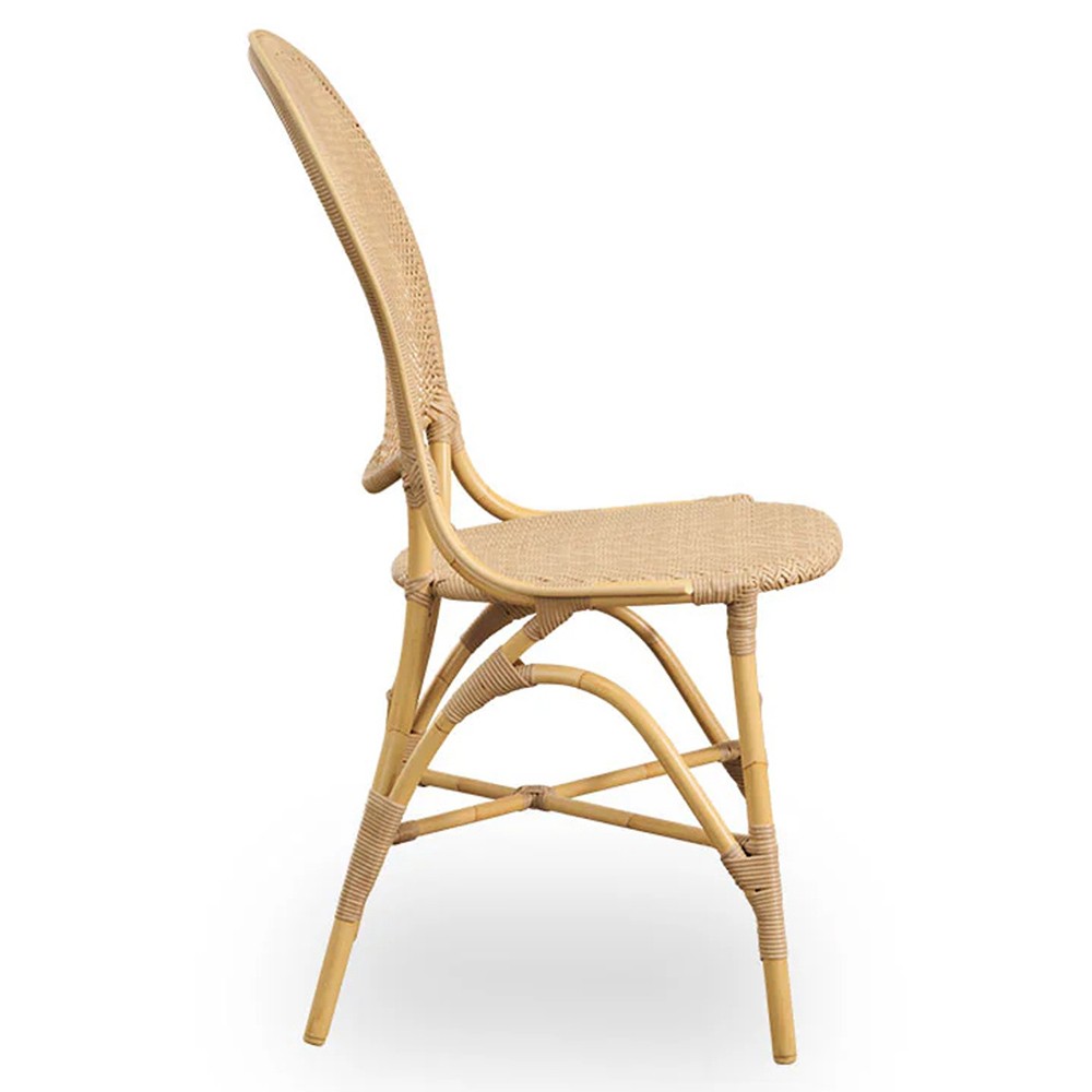 Lydia French Country Natural Woven Aluminum Outdoor Dining Chair|