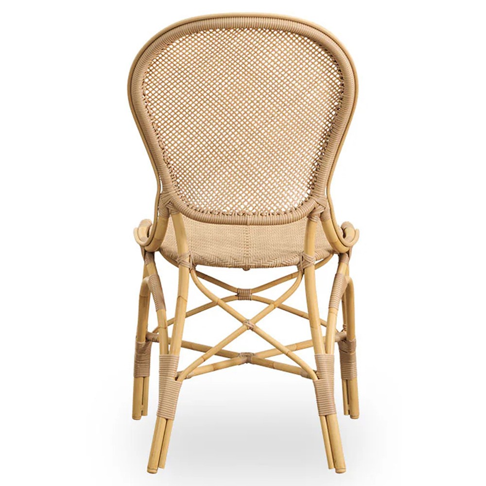 Lydia French Country Natural Woven Aluminum Outdoor Dining Chair|