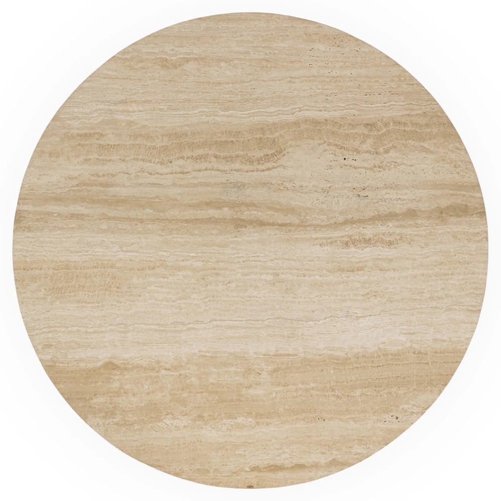 Adalia Modern Classic Travertine Brown Mango Wood Round Coffee Table|