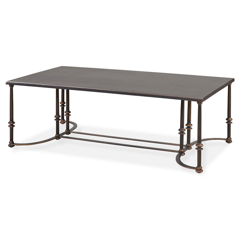 Century Arezzo Updated Traditional Grey Metal Rectangular Coffee Table|