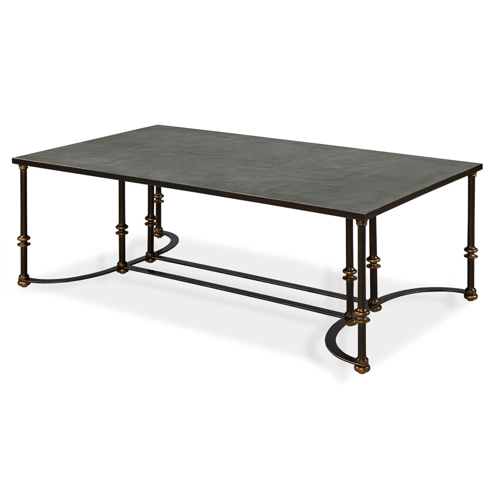 Century Arezzo Updated Traditional Grey Metal Rectangular Coffee Table|