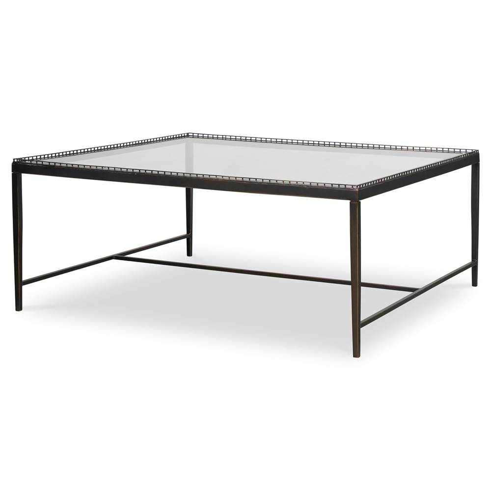 Century Logan Modern Classic Bronze Metal Square Coffee Table|