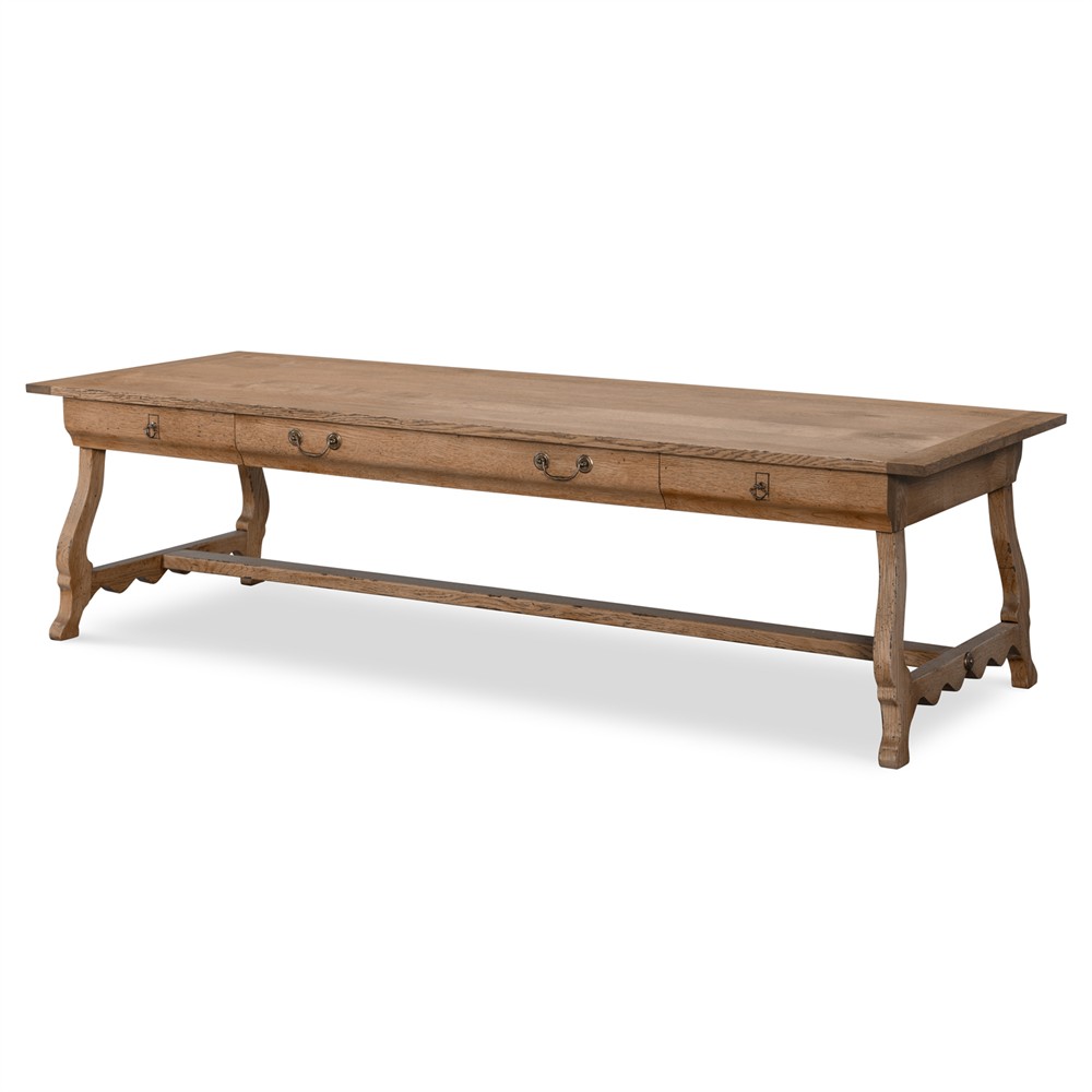 Century Manning Traditional Distressed Brown Oak Rectangular Storage Coffee Table|